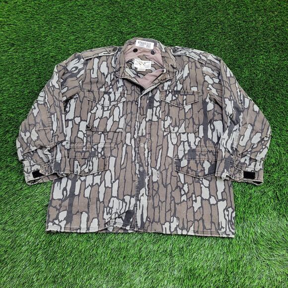 Vintage 90s Treebark Hunting Jacket Medium 24x30 Game-Pouch - Picture 1 of 16